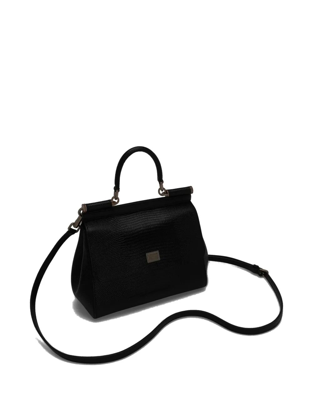 Dolce & Gabbana Medium Sicily leren shopper met reliëf en handgreep Zwart