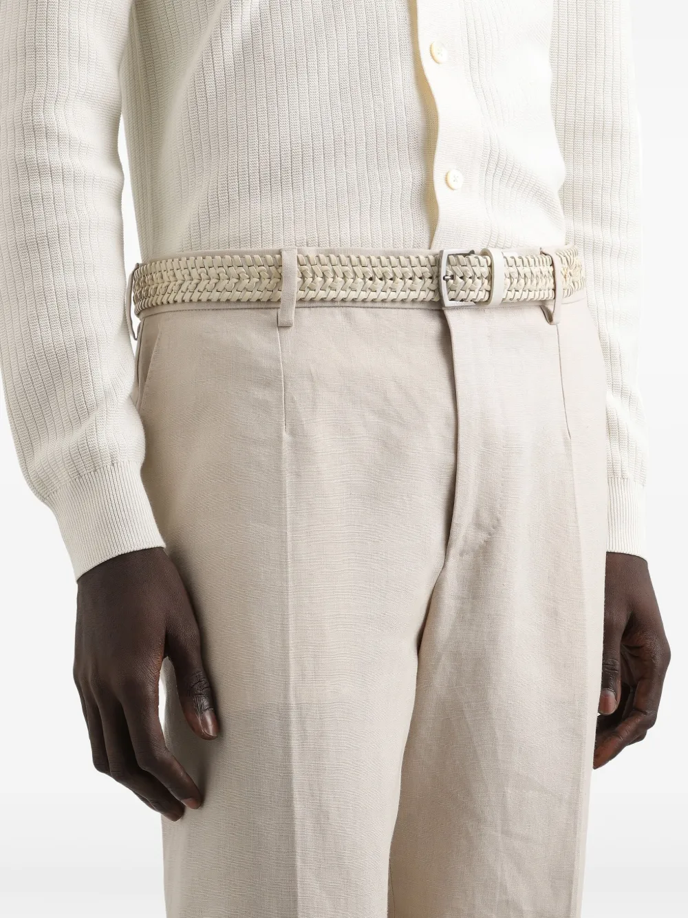 Dolce & Gabbana Geweven leren riem Beige