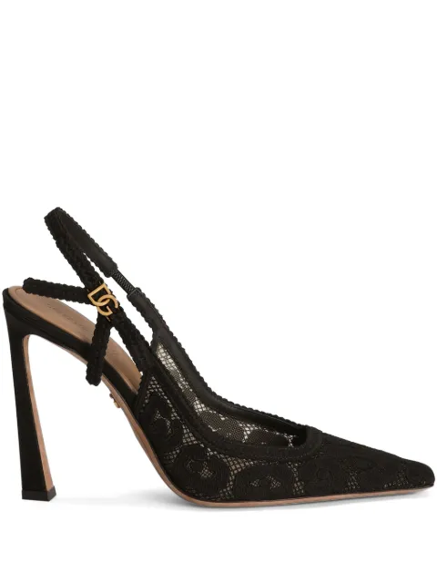Dolce & Gabbana 105mm leopard-lace slingback pumps