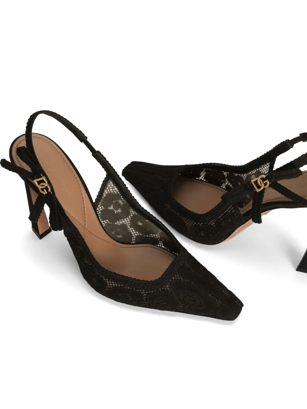 Dolce & Gabbana 105mm leopard-lace slingback pumps Black