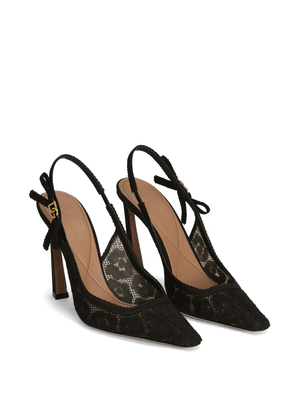 Dolce & Gabbana 105mm leopard-lace slingback pumps Black