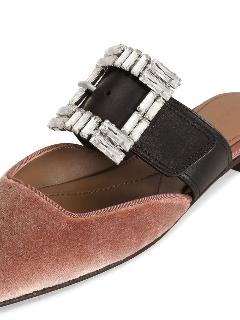 Dolce & Gabbana crystal-buckle slippers Neutrals