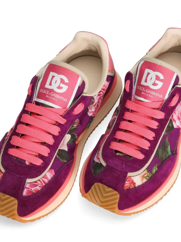 Dolce Gabbana Tênis Com Estampa Floral Rosa FARFETCH BR