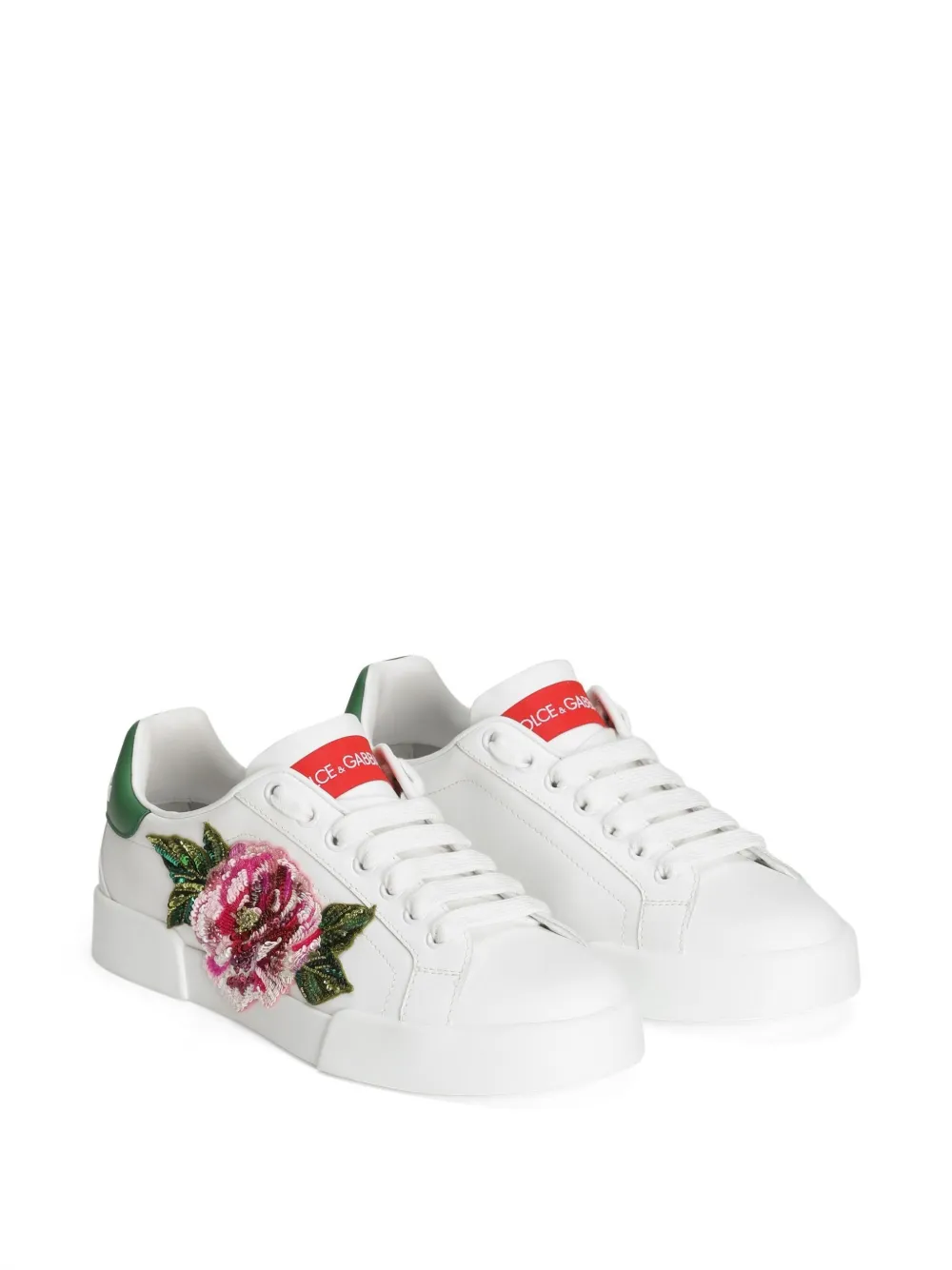 Dolce & Gabbana floral-appliqué sneakers White