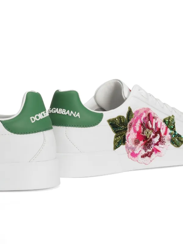 Dolce & Gabbana SPORTS SHOES WITH A FLORAL MOTIF 花柄靴 ロゴ Black Sports shoes with a floral motif Dolce & Gabbana