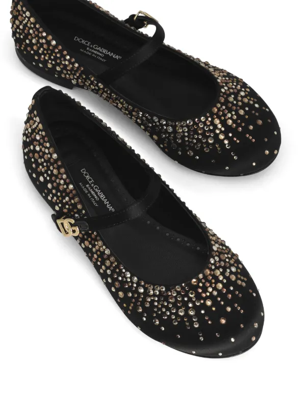 Dolce & Gabbana ビジュー付きフラットシューズ Dolce & Gabbana Kids ビジュートリム フラットシューズ | ブラック