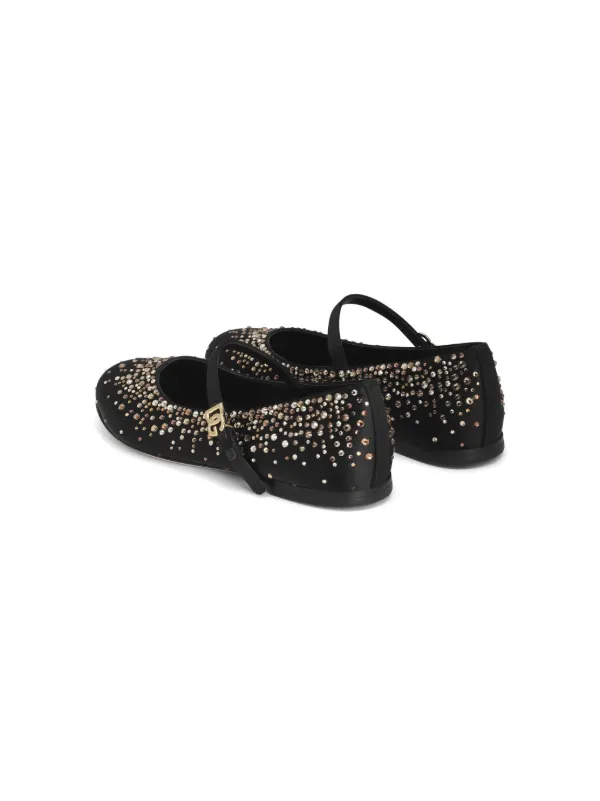 Dolce & Gabbana Kids ビジュートリム フラットシューズ | ブラック