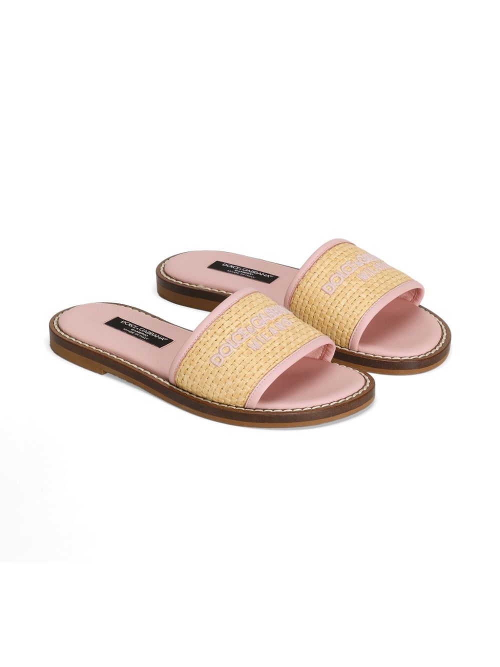 Dolce & Gabbana Kids Slippers met geborduurd logo - Roze