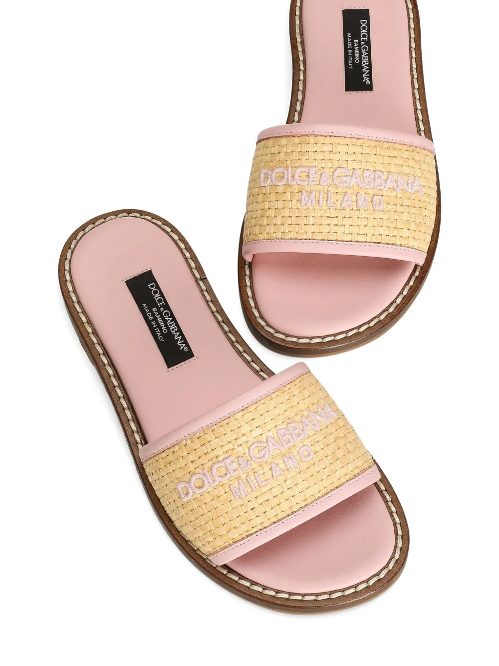 Dolce & Gabbana Kids Slippers met geborduurd logo Roze