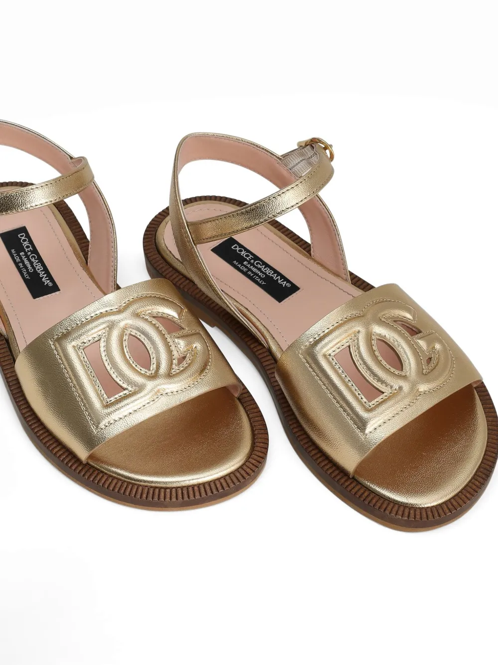 Dolce & Gabbana Kids Leren sandalen Goud