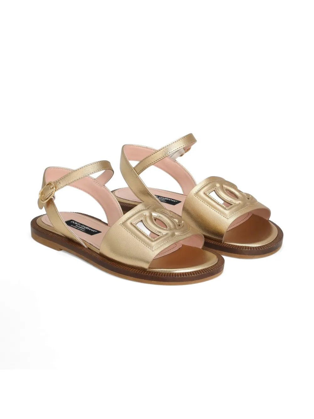 Dolce & Gabbana Kids Leren sandalen Goud