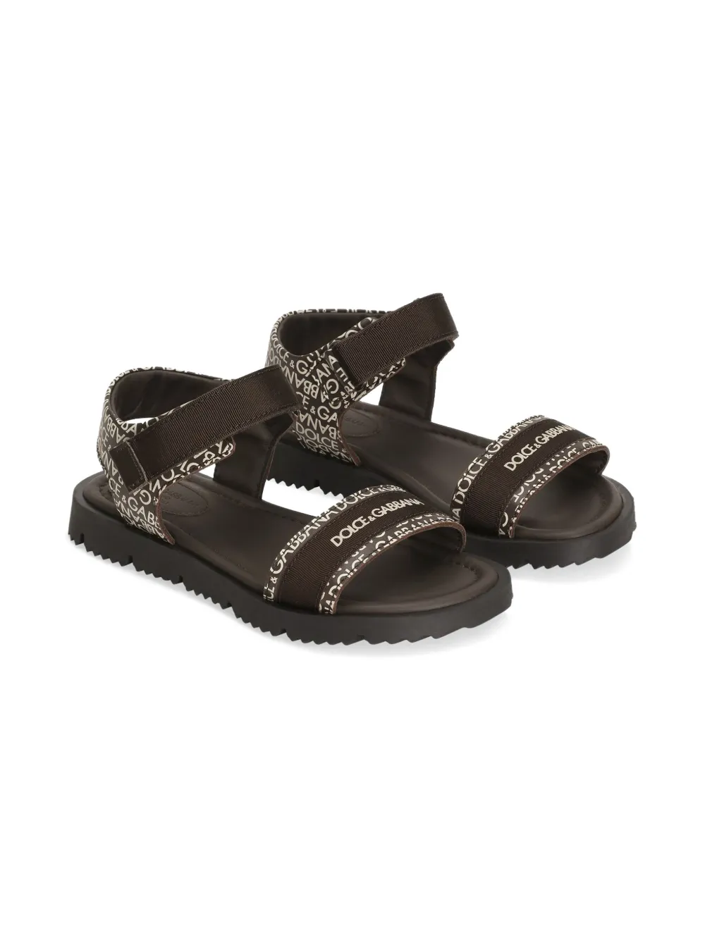 Dolce & Gabbana Kids logo-print leather sandals Brown