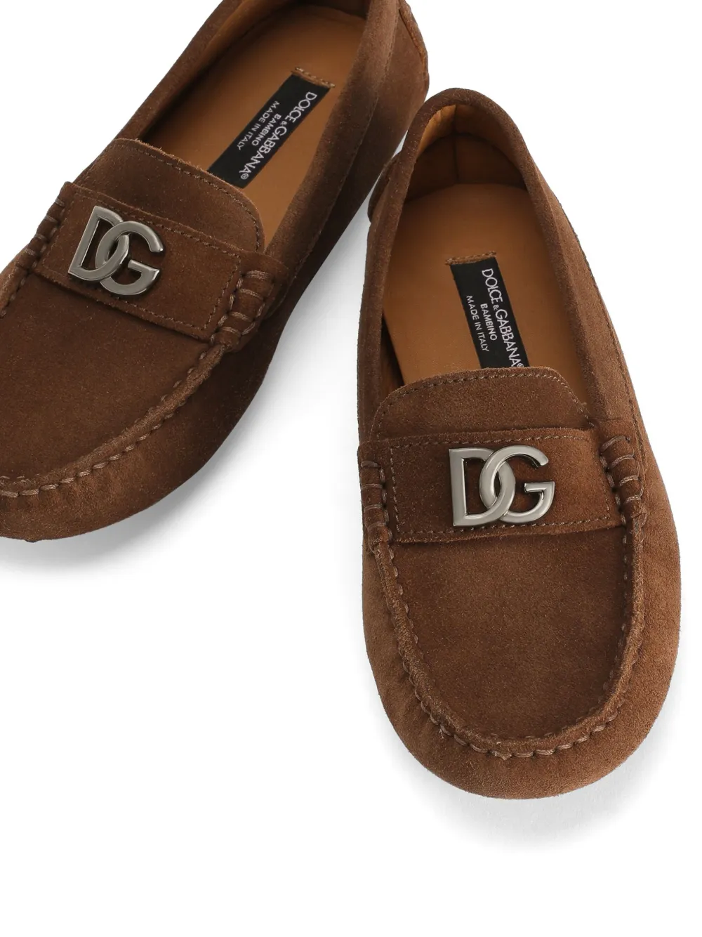 Dolce & Gabbana Kids logo-plaque loafers Brown