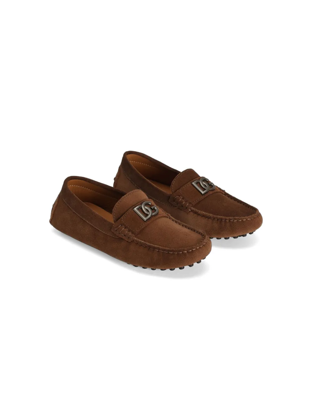 Dolce & Gabbana Kids logo-plaque loafers Brown