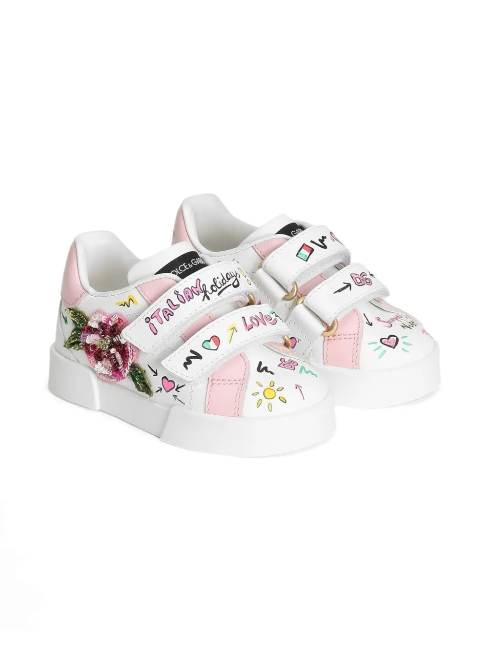 Dolce & Gabbana Kids First Steps Portofino sneakers Wit