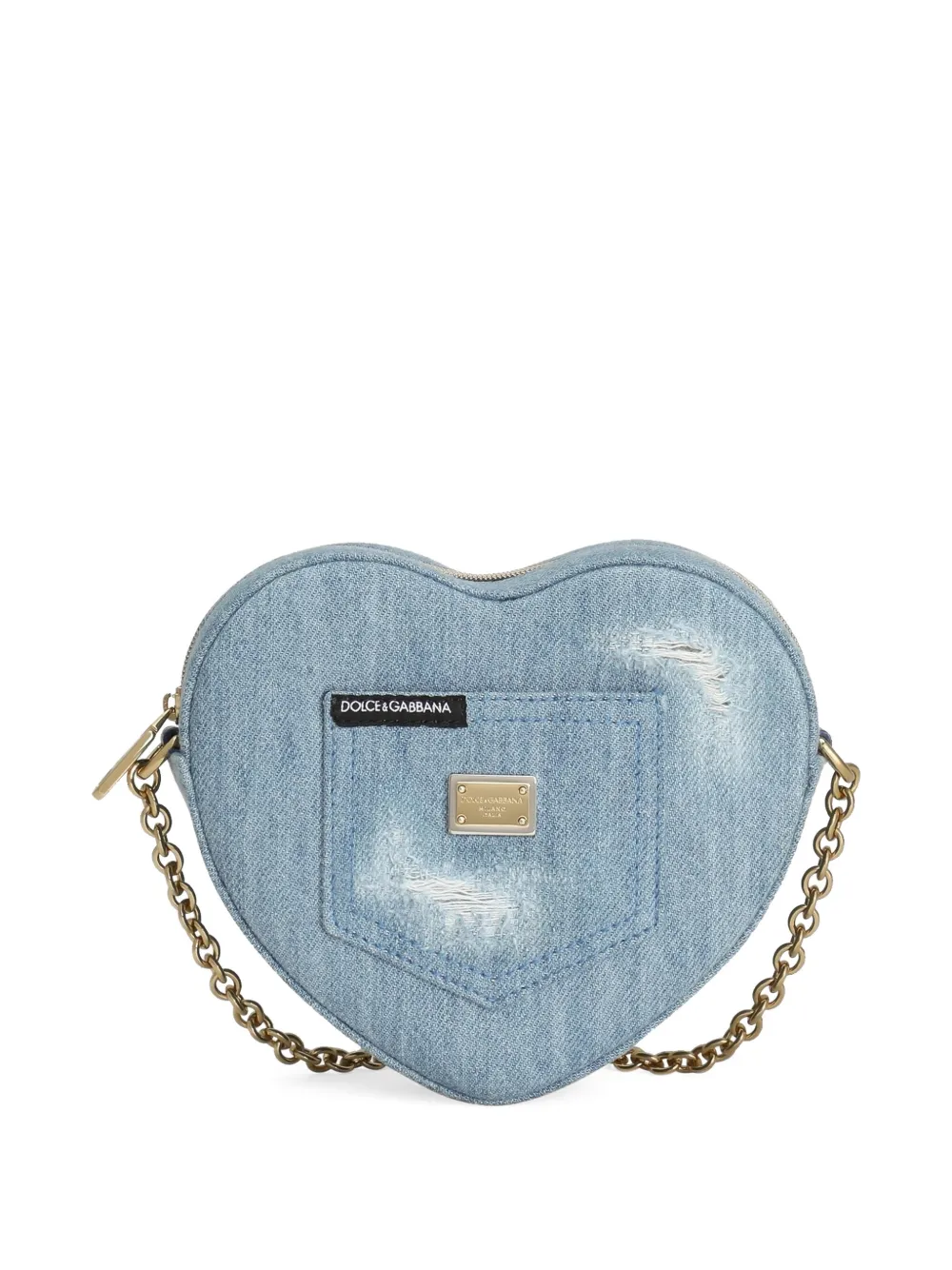 Dolce & Gabbana Kids heart-shape shoulder bag Blauw