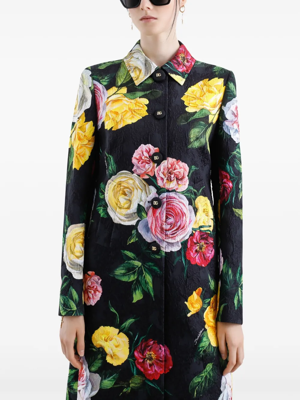 Dolce & Gabbana Jas met roosprint Zwart