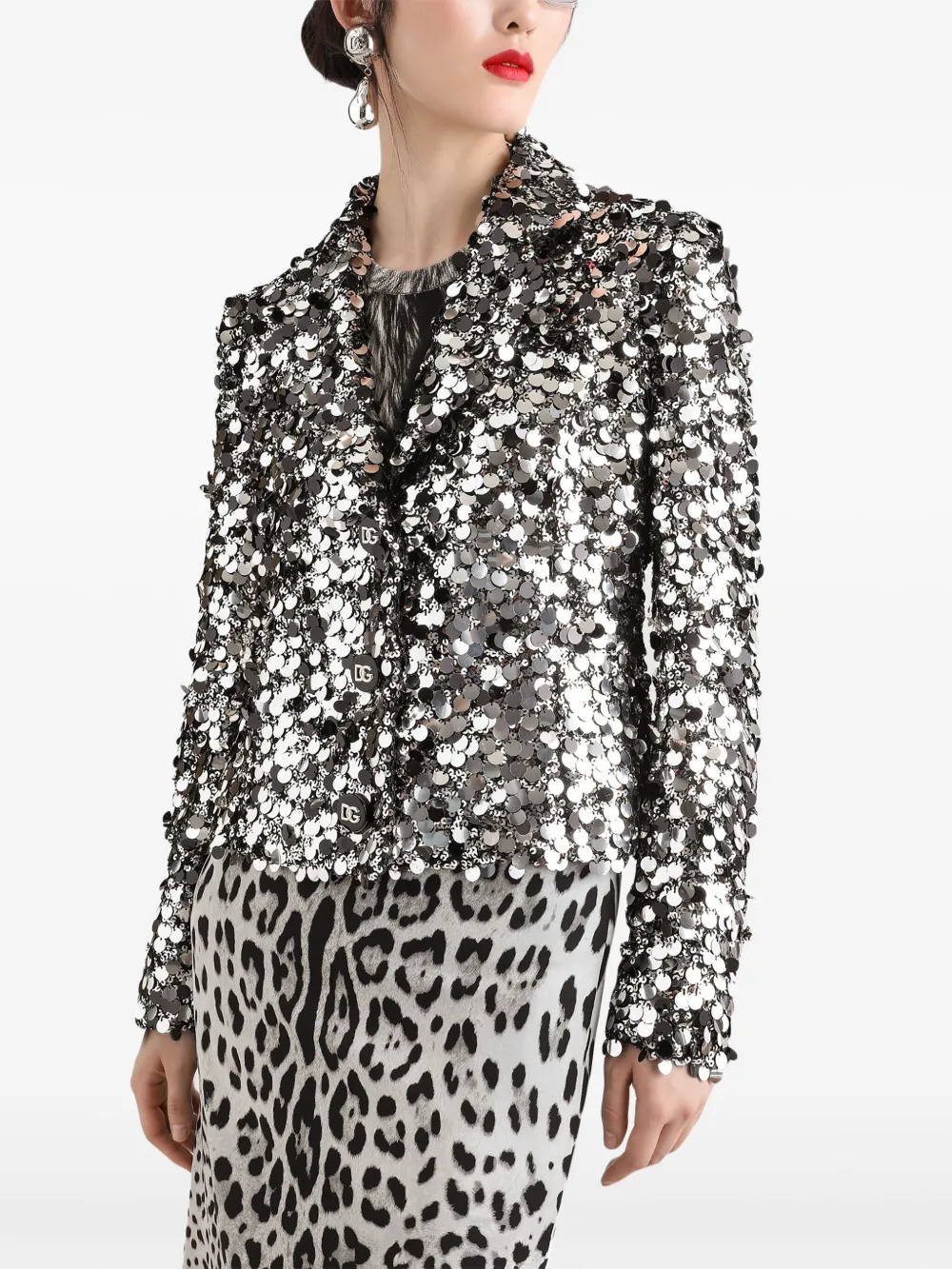 Dolce & Gabbana Sequinned Blazer In Silver