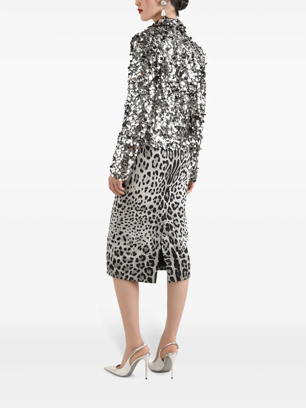 Dolce & Gabbana Sequinned Blazer In Silver