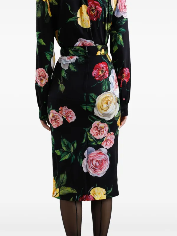 Dolce & Gabbana floral-print Midi Skirt | Black | FARFETCH