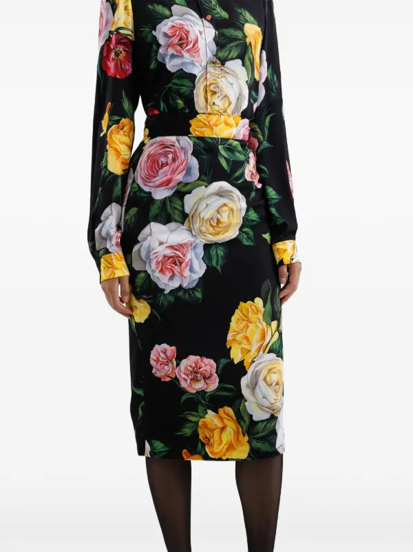 【関税＆送料込み】Dolce & Gabbana Floral Print Midi Skirt Dolce & Gabbana Floral Midi Skirt - White | Editorialist