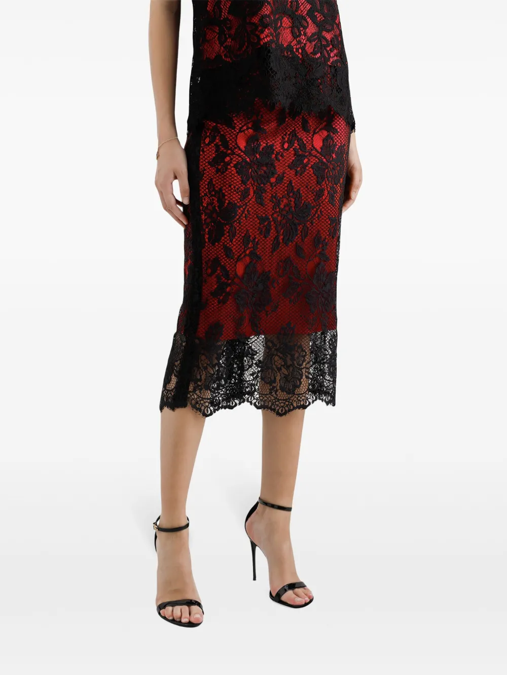 Dolce & Gabbana Midi-rok met kant Zwart