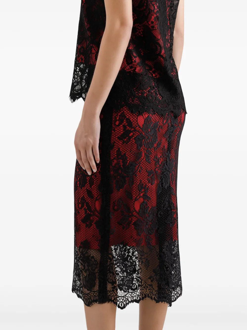 Dolce & Gabbana Midi-rok met kant Zwart
