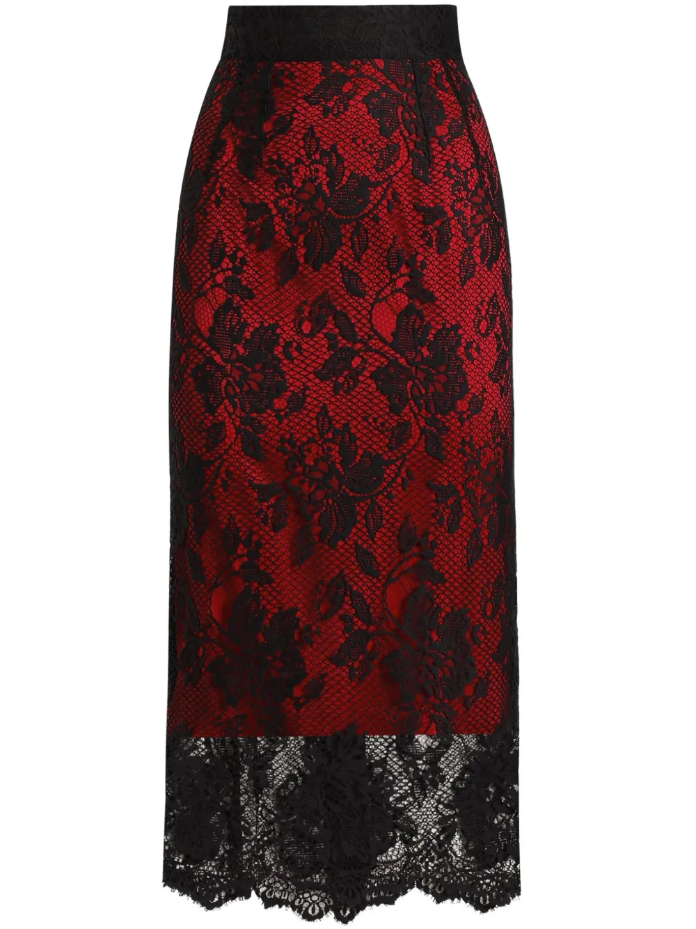 Dolce & Gabbana Midi-rok met kant Zwart