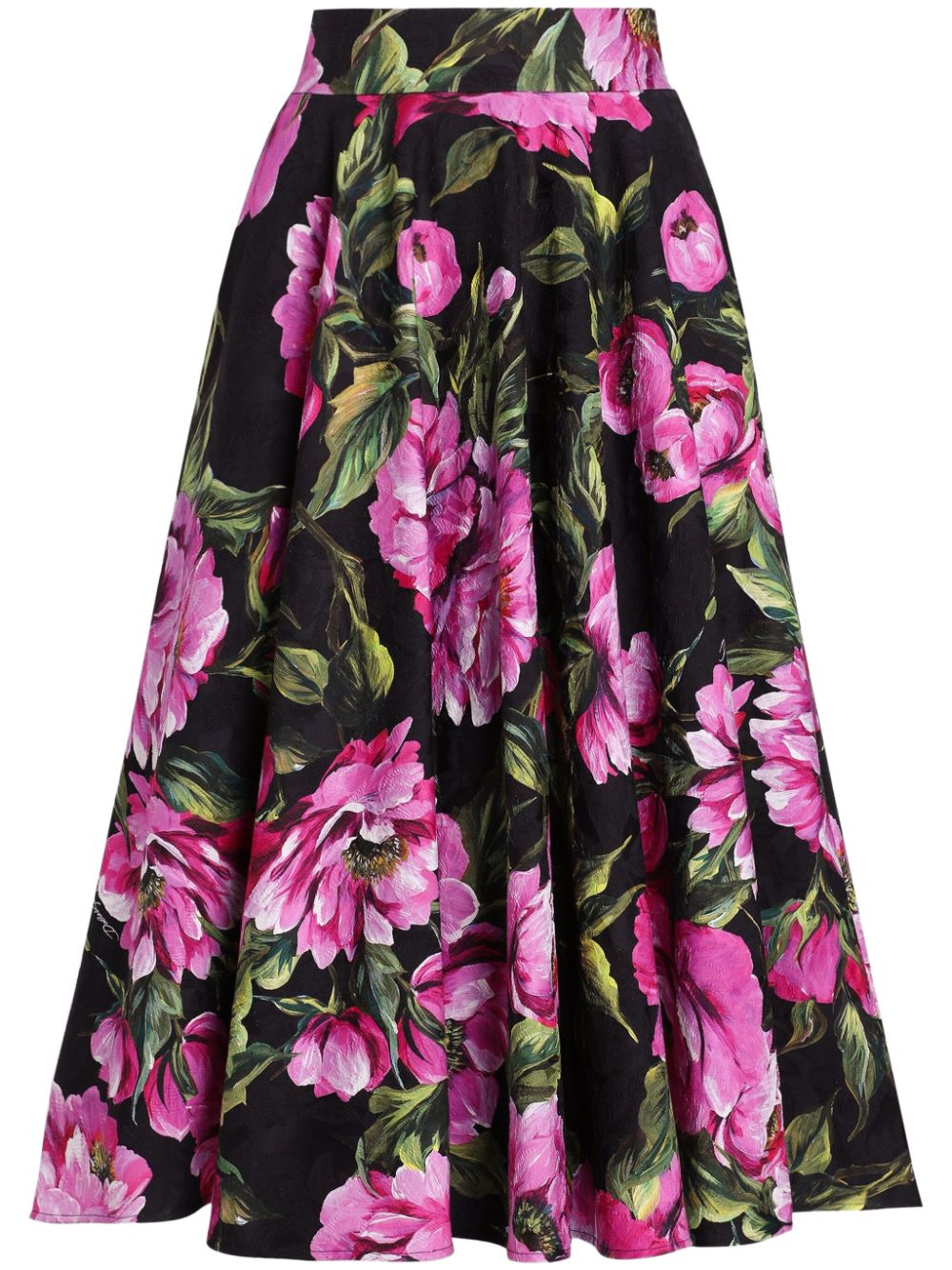 rose-print midi skirt