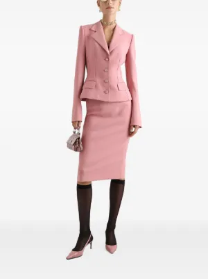 【関税&送料込】Dolce & Gabbana Dg Logo Longuette Pencil Ski Calf-length wool crêpe pencil skirt with DG logo in Azure
