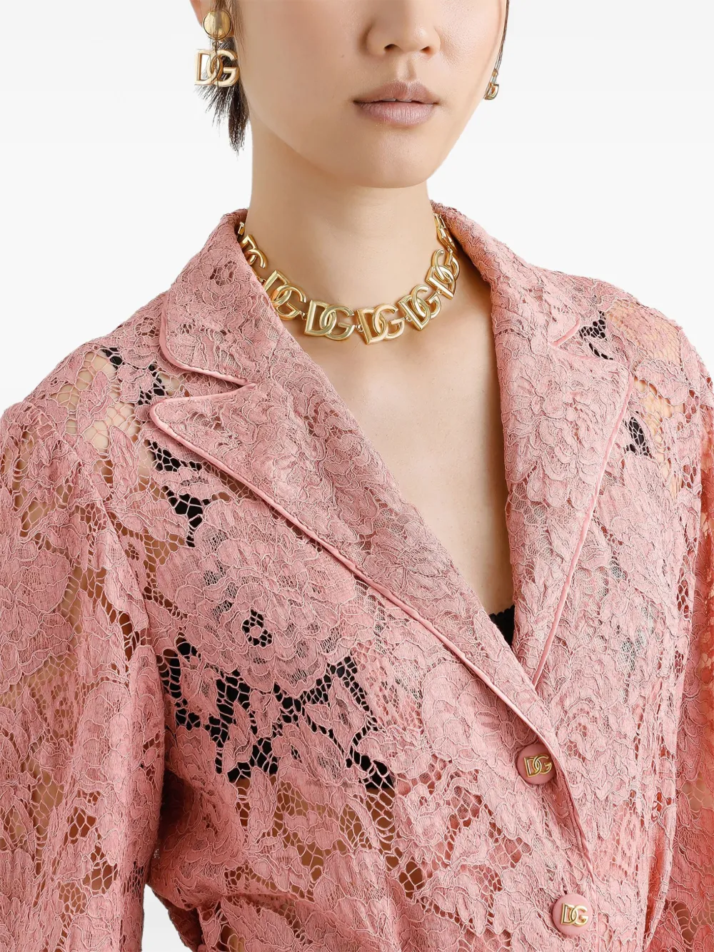 Dolce & Gabbana Blouse met bloemenkant Roze