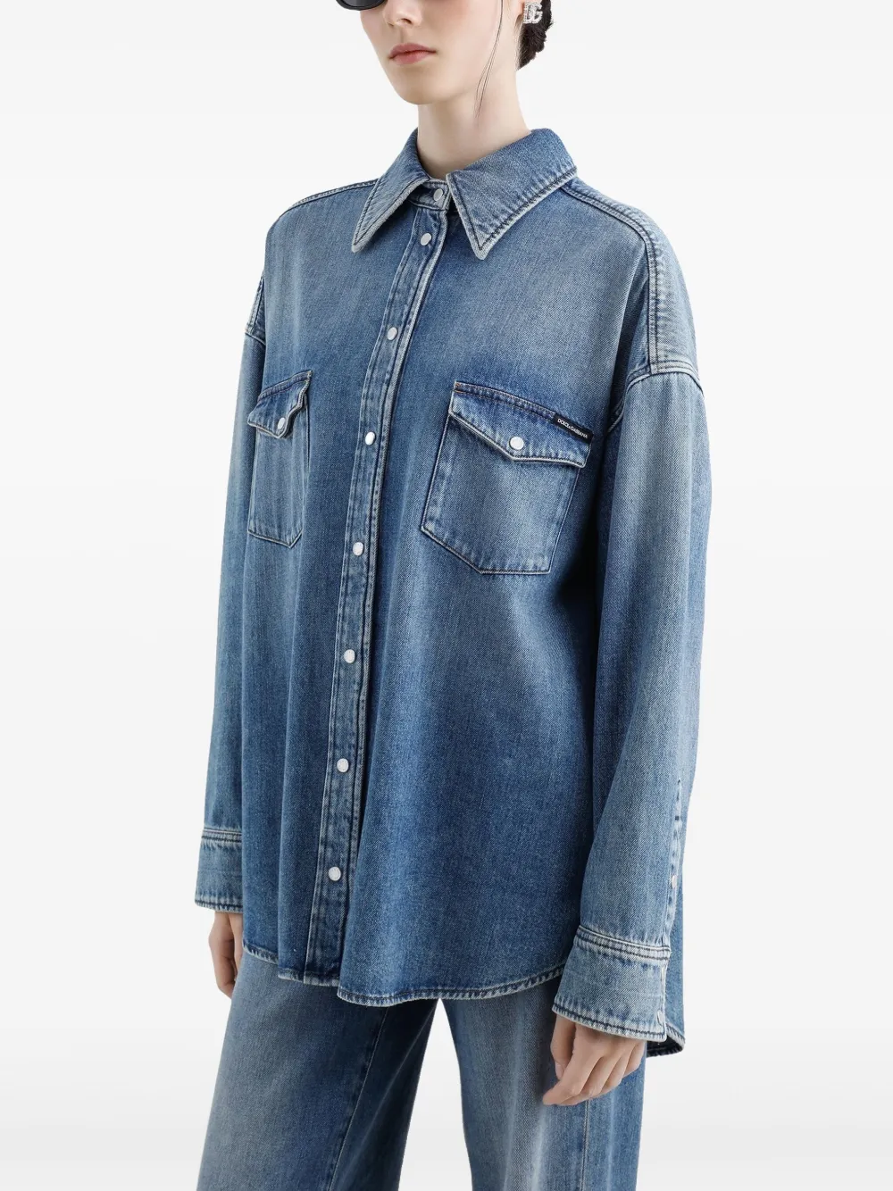 Dolce & Gabbana Oversized denim blouse Blauw