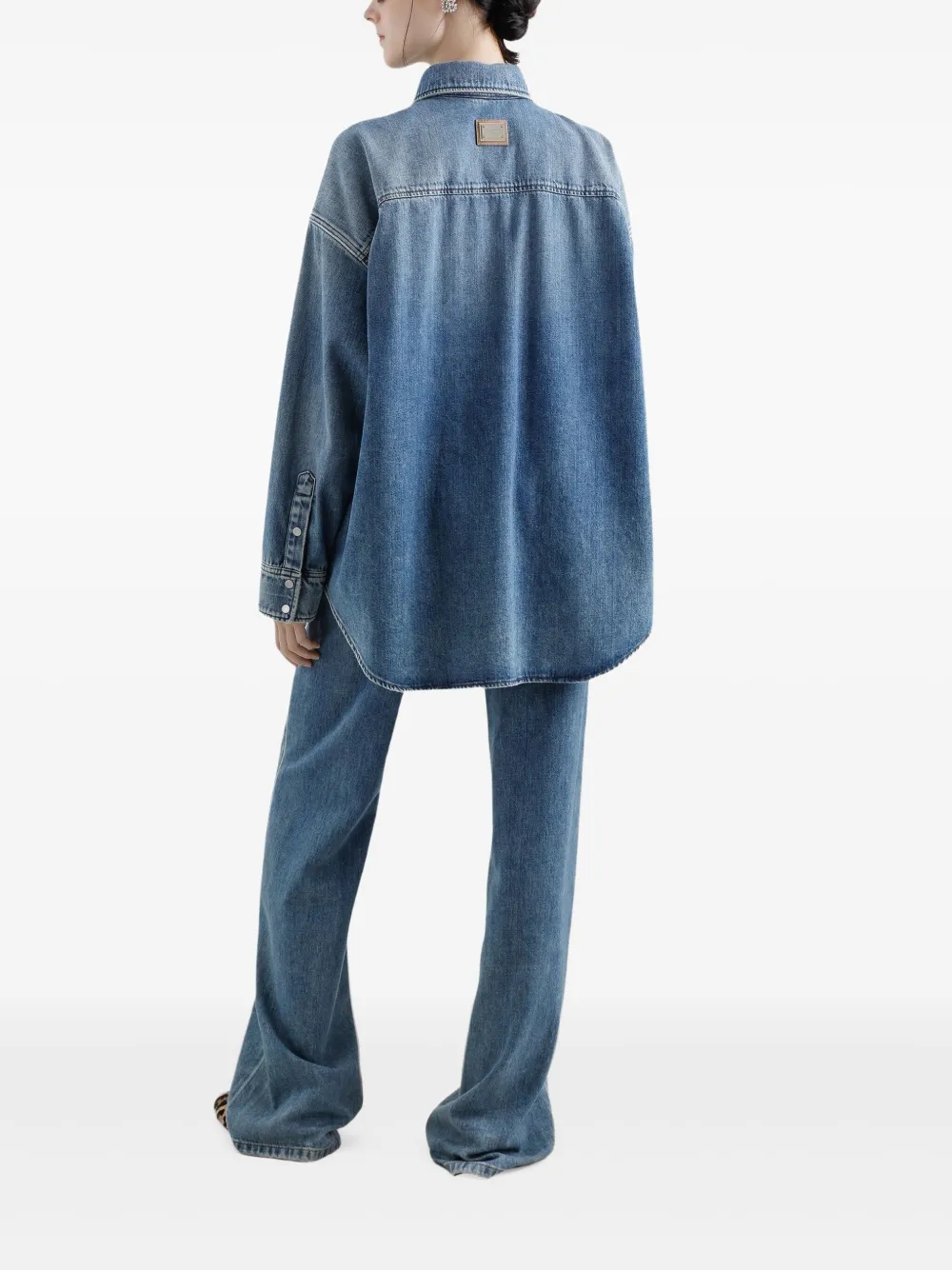 Dolce & Gabbana Oversized denim blouse Blauw