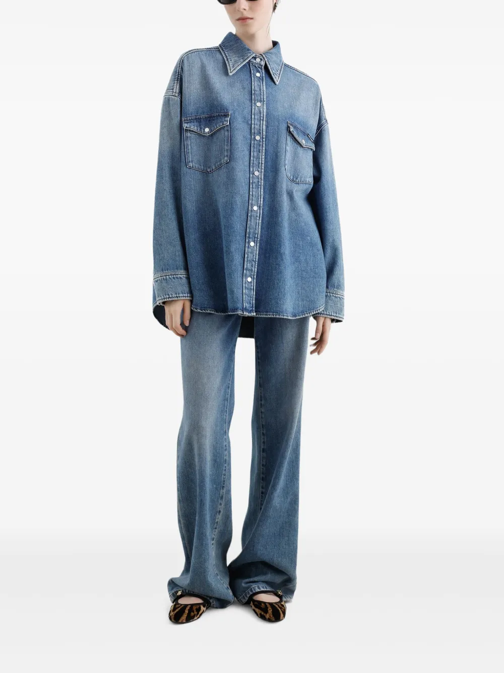 Dolce & Gabbana Oversized denim blouse - Blauw