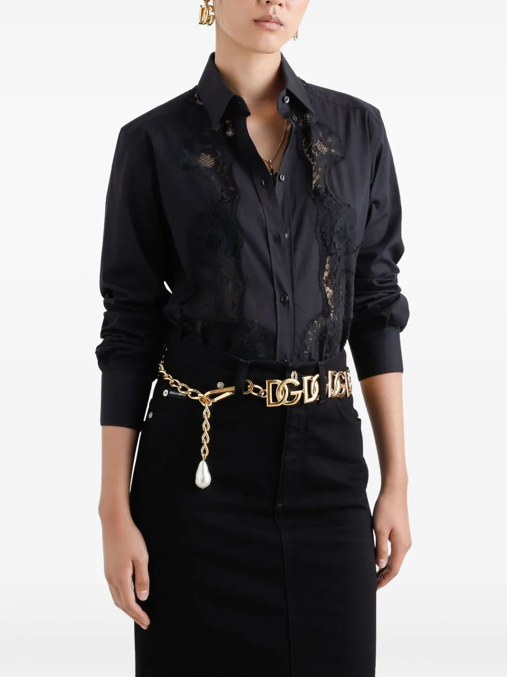 Dolce & Gabbana Blouse met kant Zwart