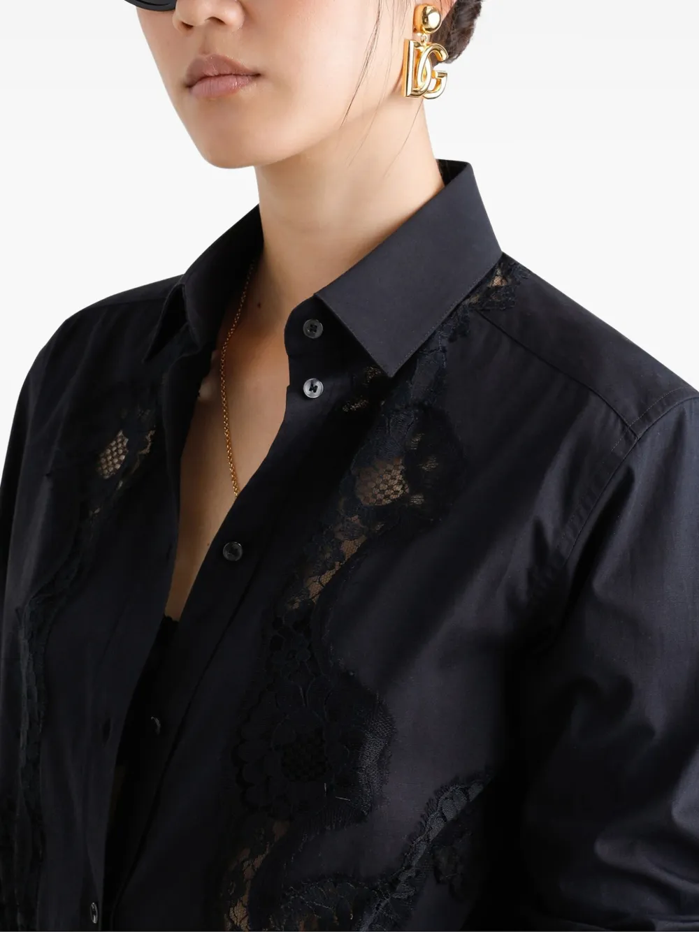 Dolce & Gabbana Blouse met kant Zwart