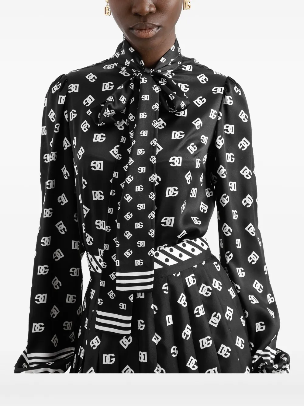 Dolce & Gabbana Blouse met DG-print Zwart