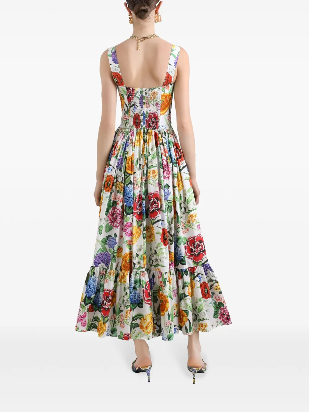 Shop Dolce & Gabbana Floral-print Maxi Dress In White
