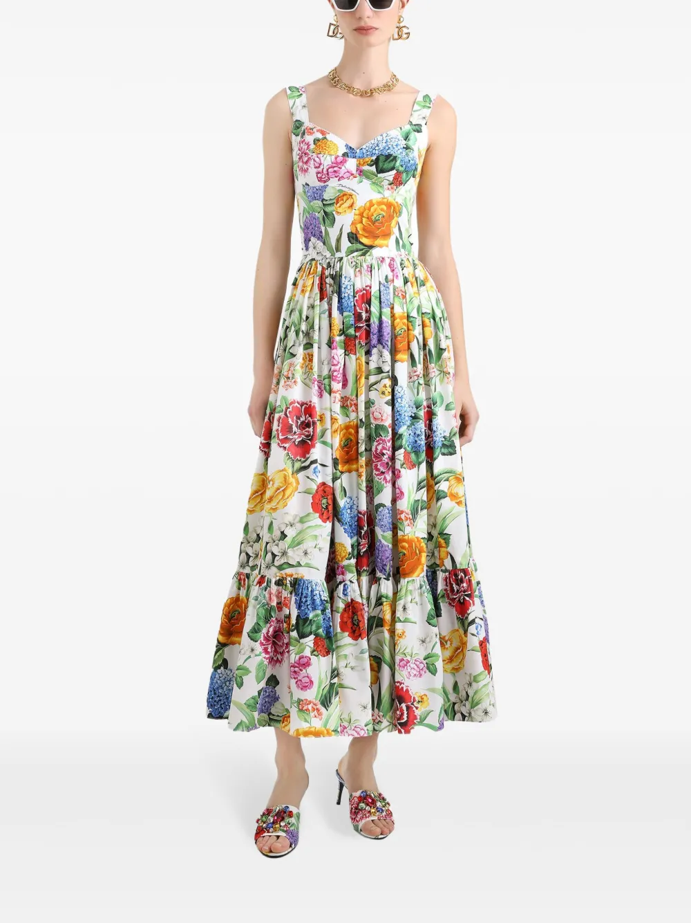 Dolce & Gabbana Maxi-jurk met bloemenprint - Wit