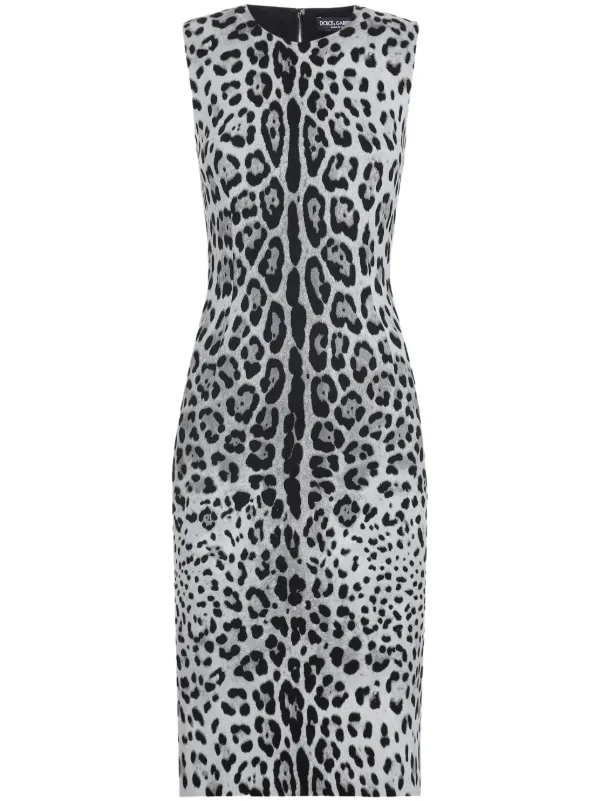 【関税＆送料込み】Dolce & Gabbana 'Animalier' Grey Polyami Dolce & Gabbana animal-print Midi Dress | White | FARFETCH