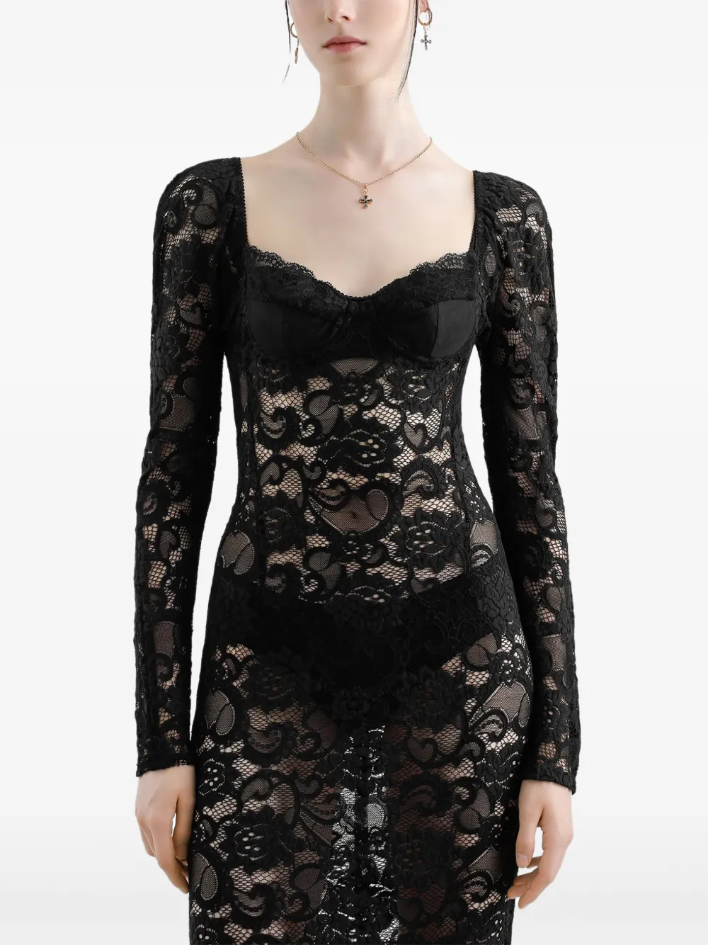 Dolce & Gabbana Maxi-jurk met kant Zwart
