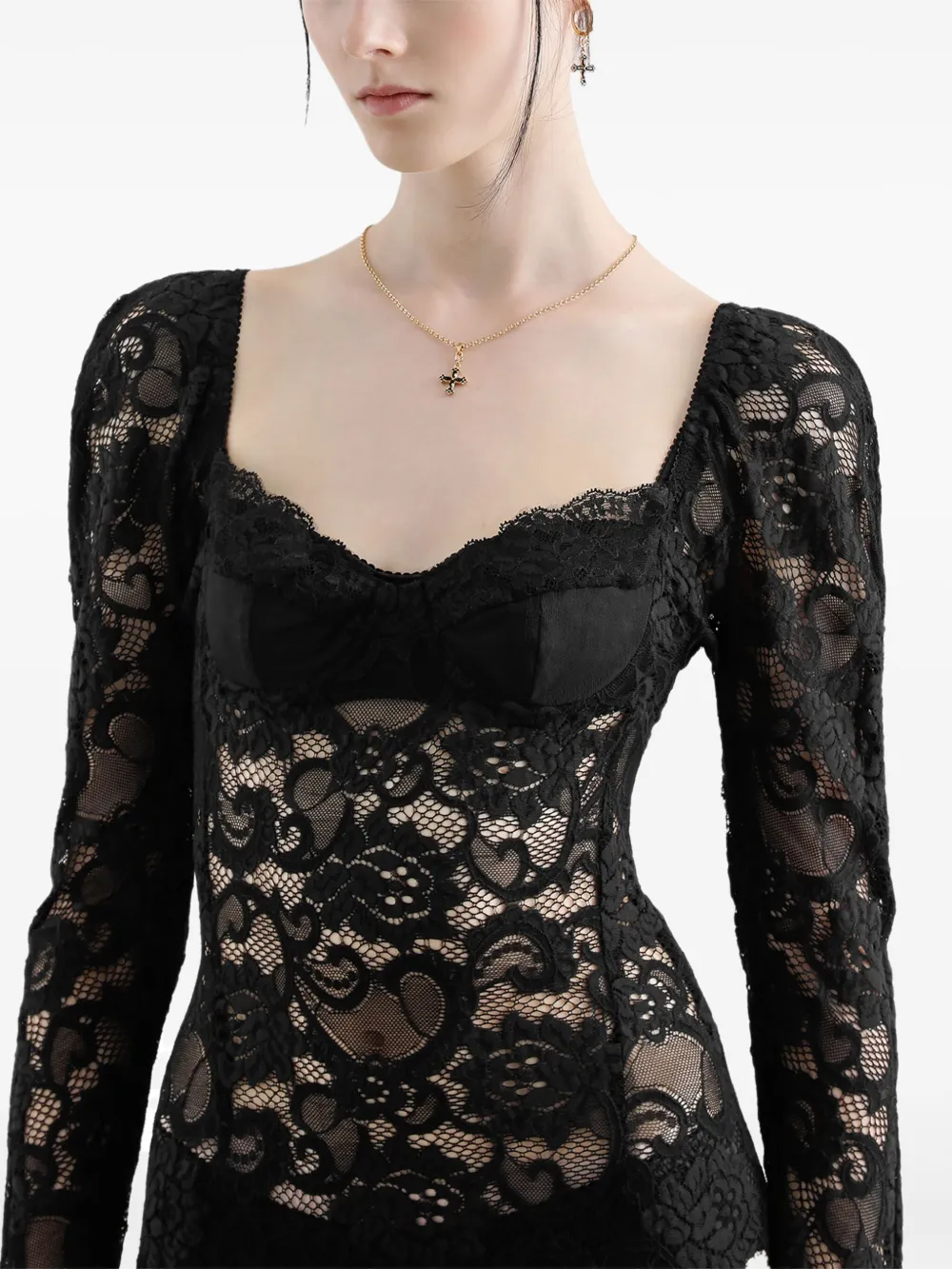 Dolce & Gabbana Maxi-jurk met kant Zwart