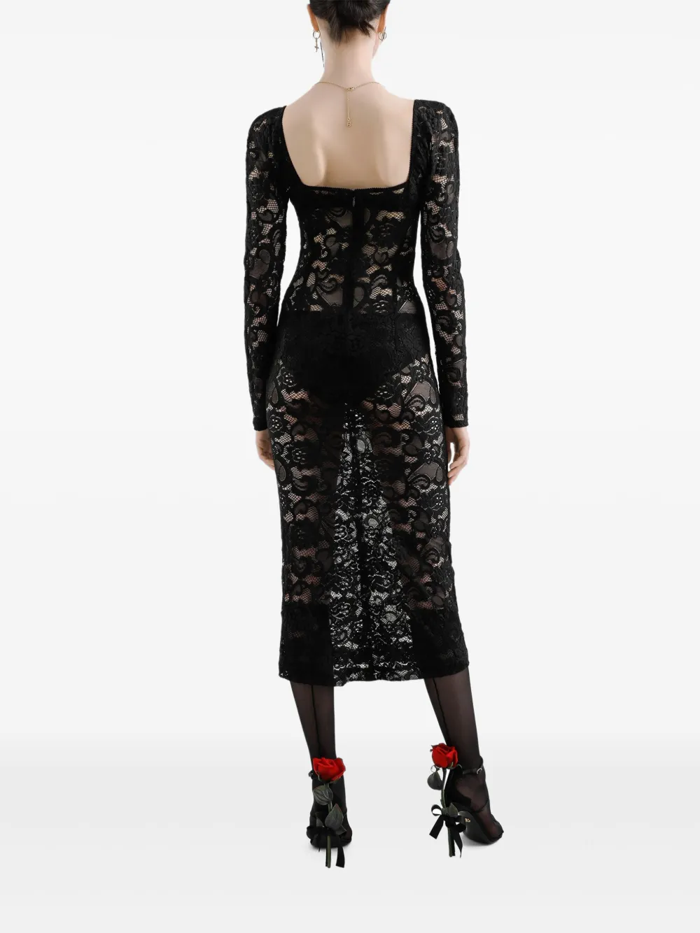 Dolce & Gabbana Maxi-jurk met kant Zwart