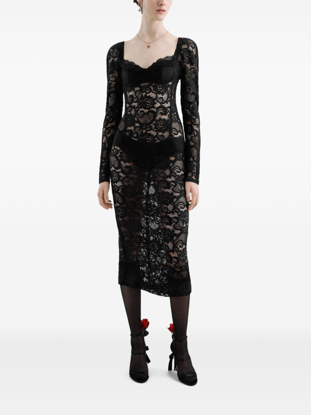 Dolce & Gabbana laced maxi dress - Zwart