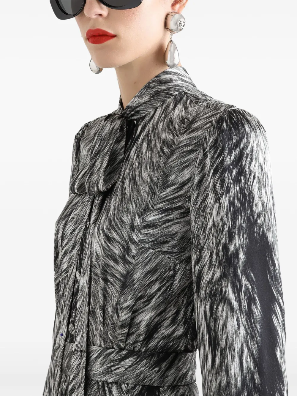 Dolce & Gabbana Midi-jurk met bontprint Zwart