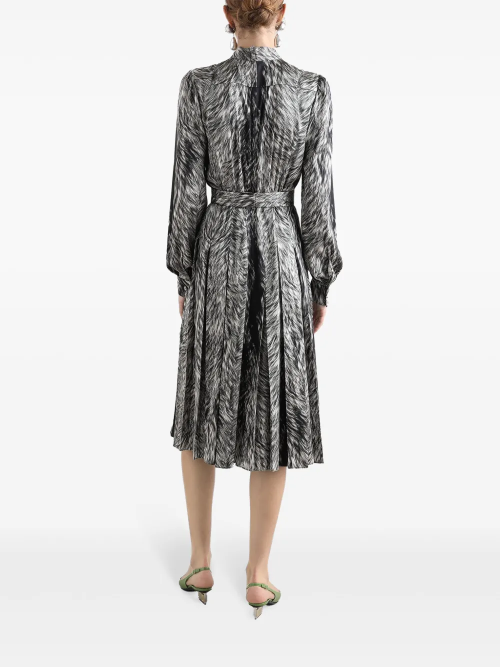 Dolce & Gabbana Midi-jurk met bontprint Zwart