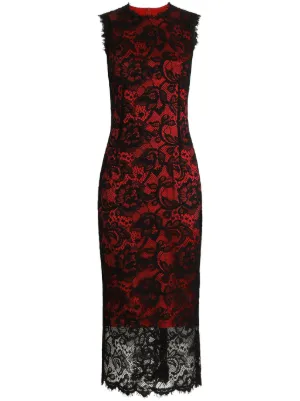 open lace back dress Dolce & Gabbana Red Leopard Sheath Long Sleeves Dress - IT38 main image 1