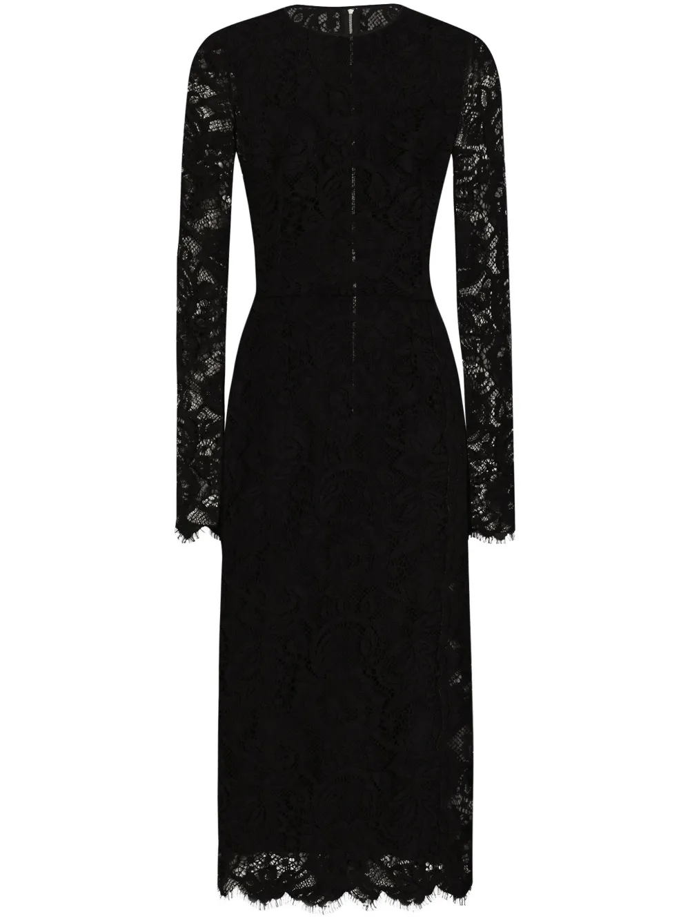 Dolce & Gabbana Midi-jurk met bloemenkant Zwart