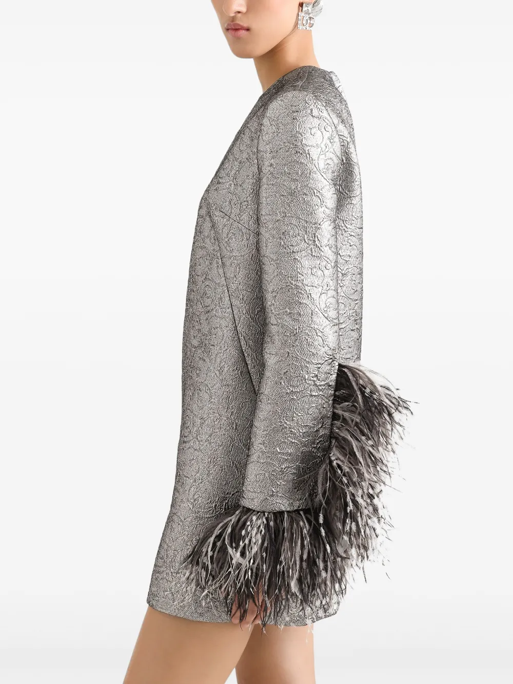 Dolce & Gabbana Mini-jurk met veren afwerking Zilver