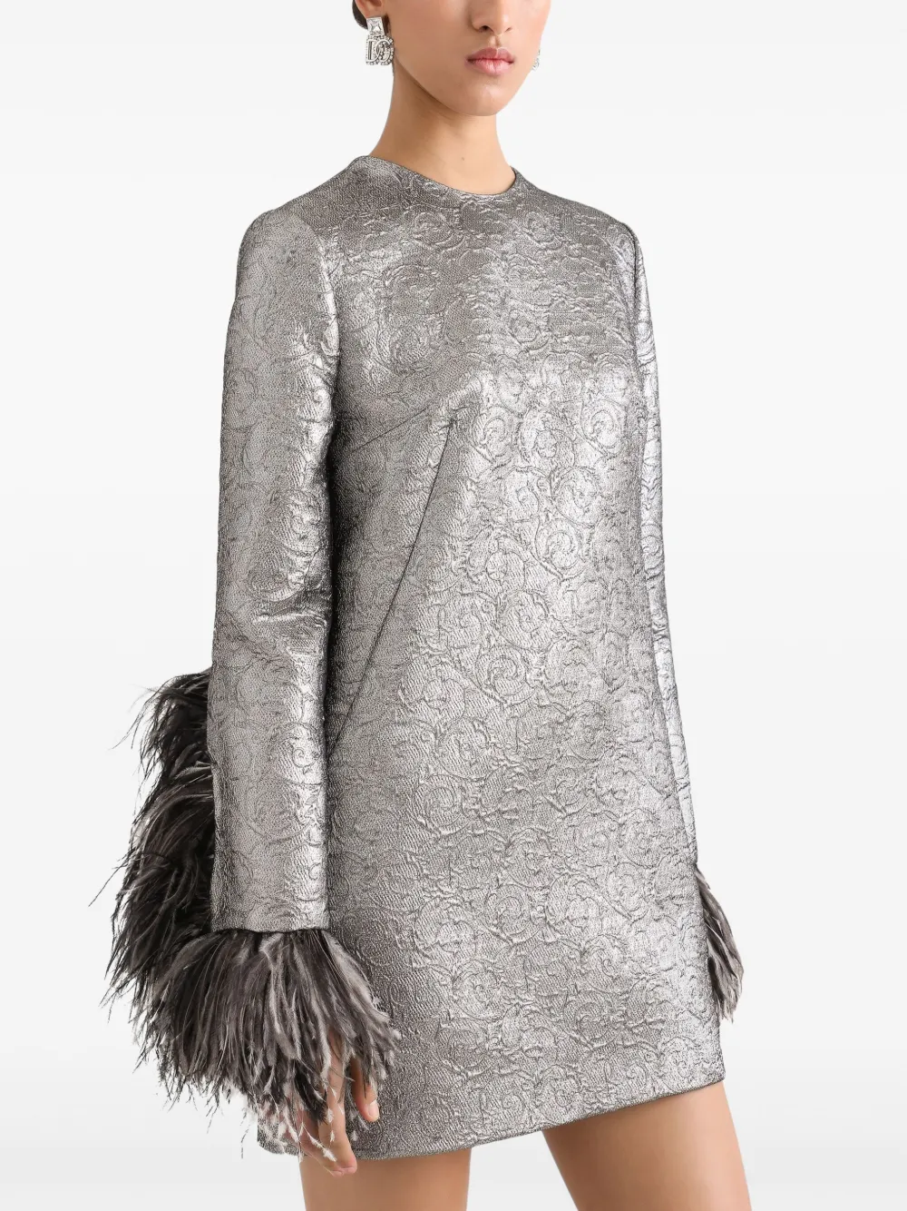 Dolce & Gabbana Mini-jurk met veren afwerking Zilver